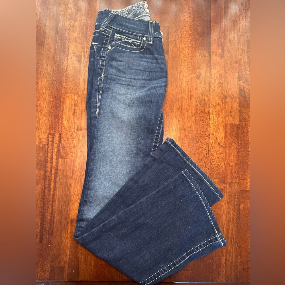 ARIAT REAL 25x32 Female Trouser Low Rise Stretch Entwined Wide Leg Jean NWOT